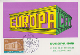 Carte  Maximum   1er  Jour    MONACO    EUROPA    1969 - 1969