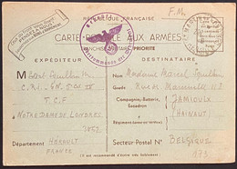 France Carte Postale Aux Armées De St Martin De Londres Pour La Belgique Cachet Allemand De Censure TTB - Guerra 40 – 45 (Cartas & Documentos)