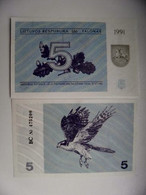 Sale! UNC Banknote Lithuania P-34b 1991 5 Talonas Animals Bird Oiseau - Litauen