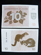 UNC Banknote Lithuania P-35a 1991 10 Talonas Animals Martens WITHOUT TEXT! - Lituanie