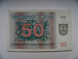 Banknote Lithuania P-37b 1991 50 Talonas Animal Moose - Lituania