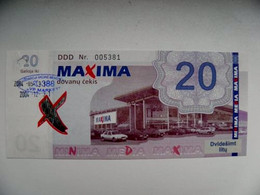 Banknote Lithuania 2004 Maxima Shop Expired With Hole 20 Litu Map - Lituanie