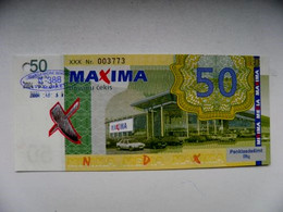 Banknote Lithuania 2004 Maxima Shop Expired With Hole 50 Litu Map - Lituania