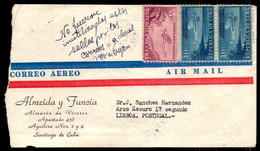 Cover From Santiago De CUBA To Portugal 3 STAMPS UNUSED, So Returned To SENDER. Sobre Devuelto Por Sellos Sin Usar 1950 - Storia Postale