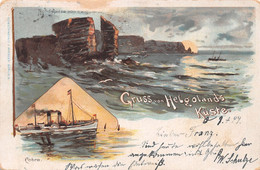 Helgoland - Gruss Von Helgolands Küste - Litho 1899 - Steamer - Helgoland