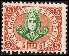 1887. SVERIGE.  STOCKHOLMS STADSPOST. 5 ÖRE. No Gum. () - JF411646 - Local Post Stamps