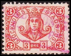 1887. SVERIGE.  STOCKHOLMS STADSPOST. 3 ØRE. Danish Ø. () - JF411647 - Local Post Stamps