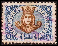 1887. SVERIGE.  STOCKHOLMS STADSPOST. 4 ØRE. Danish Ø.  () - JF411659 - Local Post Stamps