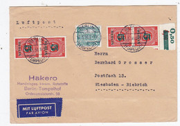 Berlin 1950 FLP-Brief Mit GA- Paare- Frankatur Der Fa.HAKERO Nach Biebrich - Brieven
