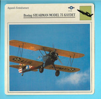 FICHE AVION---appareil D'entraînement--USA---BOEING STEARMAN MODEL 75 KAYDET--voir 2 Scans - Vliegtuigen