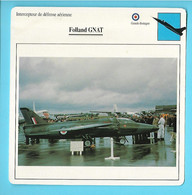 FICHE AVION--intercepteur De Défense Aérienne--GRANDE BRETAGNE---FOLAND GNAT--voir 2 Scans - Vliegtuigen