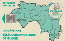 Guinea, GN-SOT-0005D, Map Of Guinea, 2 Scans.    Red CN At Bottom Right: C4Cxxxxxx.   With Moreno Logo - Guinée