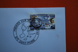 St Pierre & Miquelon Timbre N° 773 -" L'Archipel Et L'Euro " Sur Lettre - Oblitération 1er Jour Du 30 Janvier 2002 - Storia Postale