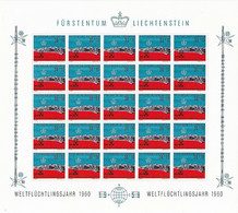 Liechtenstein, 1958 Overprinted 1960 , Help To Refugees , Full Sheet - Andere & Zonder Classificatie