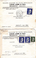 2 Lettres Censurées Société Louis Lang De Sélestat 5 Et 15/3/1943 Pour Chemillé-sur-Deme Indre-et-Loire Zone Occupée - Alsace-Lorraine