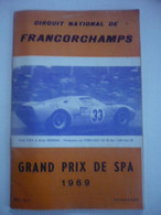 Circuit National De Francorchamps - Grand Prix De Spa 1969 - Programme - 1000 Km - Automobile - F1