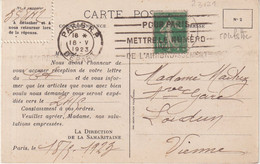 FRANCE : CP . OBL . " POUR PARIS METTRE LE NUMERO D'ARRONDISSEMENT   " . 1923 . - Mechanische Stempels (varia)