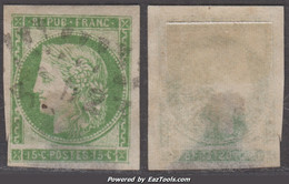 15c Vert De 1850 FAUX  (Y&T  N° 2, Cote De L'original: 1100€) - 1849-1850 Ceres