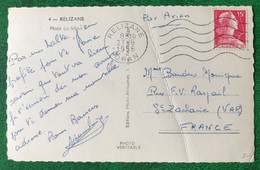 Algérie N°329 Sur Carte Postale, TAD RELIZANE, Oran 27.6.1956 - (B399) - Briefe U. Dokumente