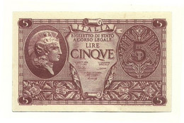 Italia - 5 Lire 1944     ---- - Italia – 5 Lire