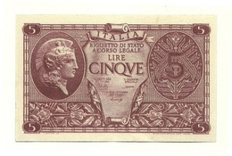 Italia - 5 Lire 1944     ---- - Italië– 5 Lire