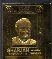 Sharjah 1972 (?) Churchill 4r Imperf Embossed In Gold Foil U/M - Sharjah