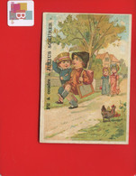FIL COUDRE SCHURER Jolie Chromo Calendrier Complet 1890 Enfant écoliers Ardoise Sac Stye Greenaway - Small : ...-1900