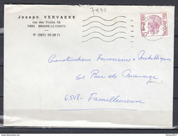 Brief Van Braine-Le-Comte Naar Familleureux - 1970-1980 Elström