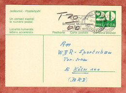 P 229 II Ziffer, MS Schweizer Mustermesse Basel, Nach Koeln, Nachgebuehr, 1973 (2466) - Ganzsachen