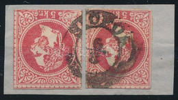 O 1867 2 Db 5kr Díjjegy Kivágás (vagy Körbe Vágott Bélyeg), Látványos érdekes Darab / 2 X 5kr PS-cutting (or Cut Stamp)  - Autres & Non Classés
