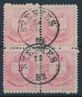 O 1881 5kr Négyestömb 11 1/2 :13 Fogazással "SZENTES" - Other & Unclassified