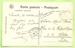 Kaart Stempel POPERINGHE Op 31/10/1914 (klein Stempel Type !!!) (3375) - Zona No Ocupada