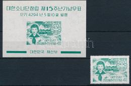 ** 1961 15 éves A Koreai Cserkész Szövetség Mi 325 + Blokk 163 - Autres & Non Classés