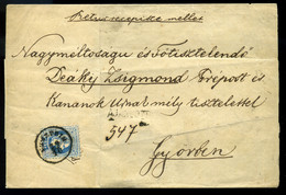 VESZPRÉM 1868. Tértivevényes Ajánlott Levél Győrbe, A Hátoldalon Levő Bélyegeket A Tértivevénnyel Együtt Letépték  /  Re - Covers & Documents