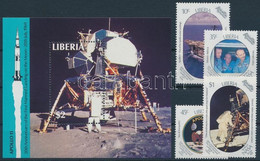 ** 1989 Holdraszállás - Apollo 11 Sor Mi 1456-1459 + Blokk Mi 122 - Other & Unclassified