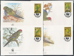 1987 WWF Papagájok Sor 4 FDC-n Mi 421-424 - Andere & Zonder Classificatie