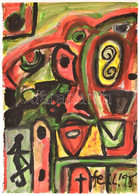 Fe. LL. '98 Jelzéssel: Talány. Olaj, Papír. 50x35 Cm - Autres & Non Classés