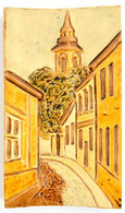 F Zauer Jelzéssel: Szentendre. Kézzel Festett, Plasztikus Mázas Falikép, Hibátlan, 28×17 Cm - Other & Unclassified