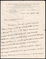 1907 Pozsony, Vutkovich Ödön (1873-?) Szerkesztő, Jogász, 'Nyugatmagyaroszági Híradó" Lapszerkesztőjének Saját Kézzel ír - Autres & Non Classés