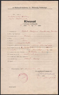 1954 Hódmezővásárhelyi Izr. Hitközség Rabbisága, Kivonat A Halálozási Anyakönyvből, Az 1930-ban Teltsch Adolfné Asulände - Autres & Non Classés