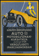 1925 A Budapesti Árumintavásár Autó- és Motorcsónak Kiállításának Dekoratív Reklámcédulája, Szép állapotban - Pubblicitari