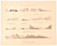 Cca 1850 Magyarország Felvidéki, északi Részének Geológiai átnézeti Térképe, 45×58 Cm - Altri & Non Classificati