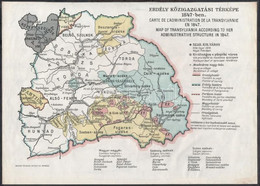 Cca 1920 Erdély Közigazgatási Térképe/ Carte De L'Administration De La Transylvanie En 1847/ Map Of Transylvania Accordi - Altri & Non Classificati