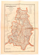 Cca 1881 Krassó-Szörény Megye Közigazgatási Térképe, Rajzolta: Hátsek Ignác, 1:500000, Lampel R., Budapest, Hajtott, 53× - Altri & Non Classificati