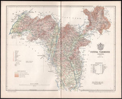 1896 Bp., Nyitra Vármegye Térképe, Tervezte: Gönczy Pál, 29×23,5 Cm - Altri & Non Classificati