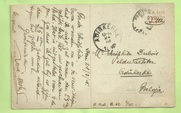 Kaart Stempel PMB Naar "Veldwachter" Als Aankomst ADINKERKE Op 24/3/1916 (3405) - Zone Non Occupée