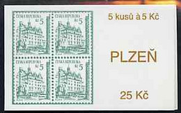Booklet - Czech Republic 1993 Pilsen 25kc Booklet (Stamp On Cover) Complete And Fine Containing Pane Of 5 X Mi 15 - Sonstige & Ohne Zuordnung