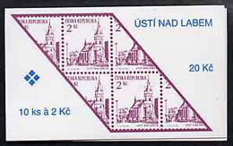 Booklet - Czech Republic 1993 Usti Nad Labem 20kc Booklet (Stamp On Cover) Complete And Fine Containing Pane Of 10 X Mi - Other & Unclassified