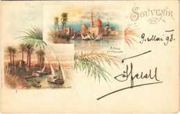 T2/T3 1898 (Vorläufer) Cairo, Caire; A L'entrée D'un Village Arabe, Dhahabyres Au Bord Du Nil / Arabian Village, Dahabea - Non Classés