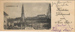 * T1/T2 Lundshut, Herzlichen Glückwunsch Zum Neuen Jahr / Church, New Year Greeting Card, Minicard (14 Cm X 6 Cm) - Non Classés